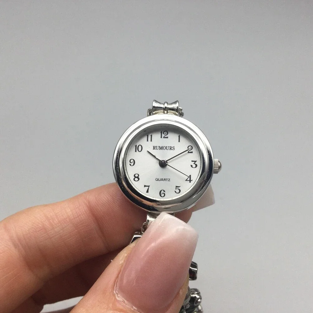 Rumours Womens Watch 24mm Silver Tone Christmas Charm Bracelet New Battery 6